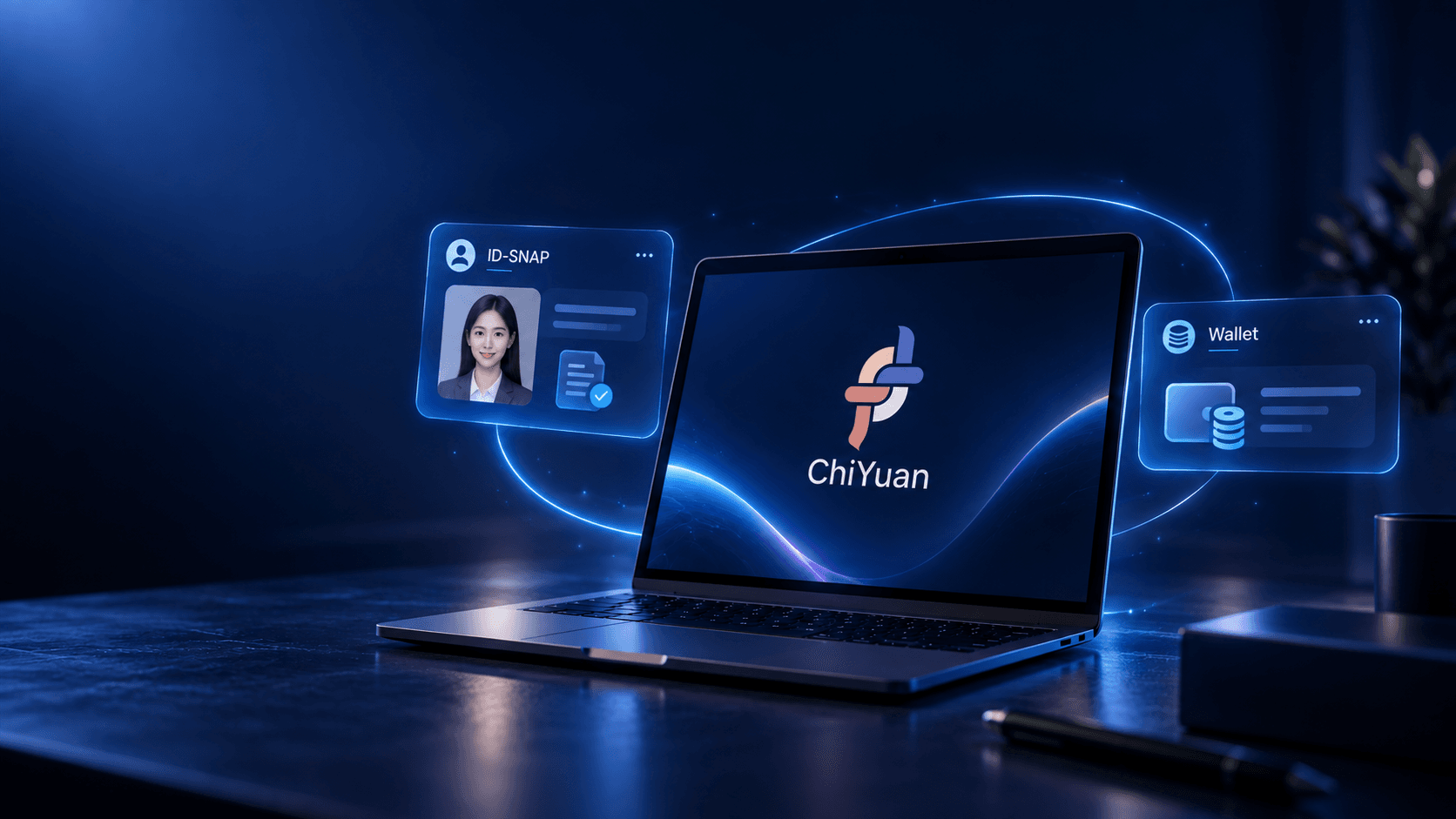 ChiYuan Mirai AI 平台、ID-SNAP 與共用錢包示意